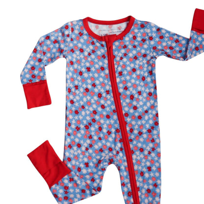 Kids Floral Bamboo Zipper Romper