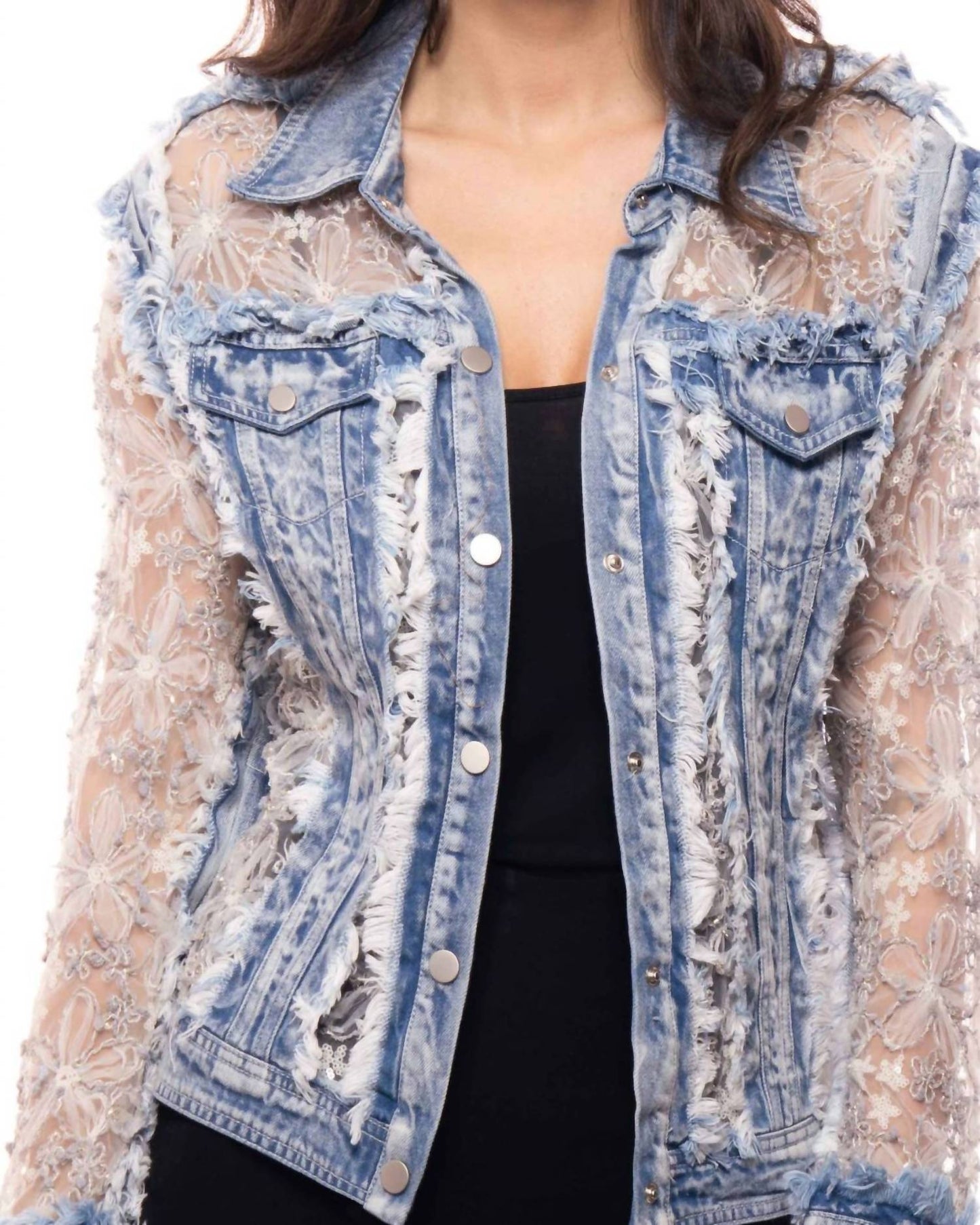 Embroidered Denim And Lace Bohemian Jacket