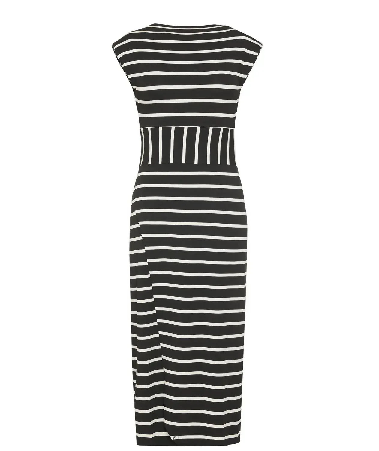 Kourbela - Sea Anchor Striped Midi Dress With Fold Over Skirt - Rack Hunt