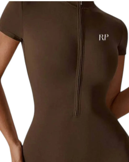 Rockstar Peach - Scuba Short Sleeve Zip Jumpsuit - Rack Hunt