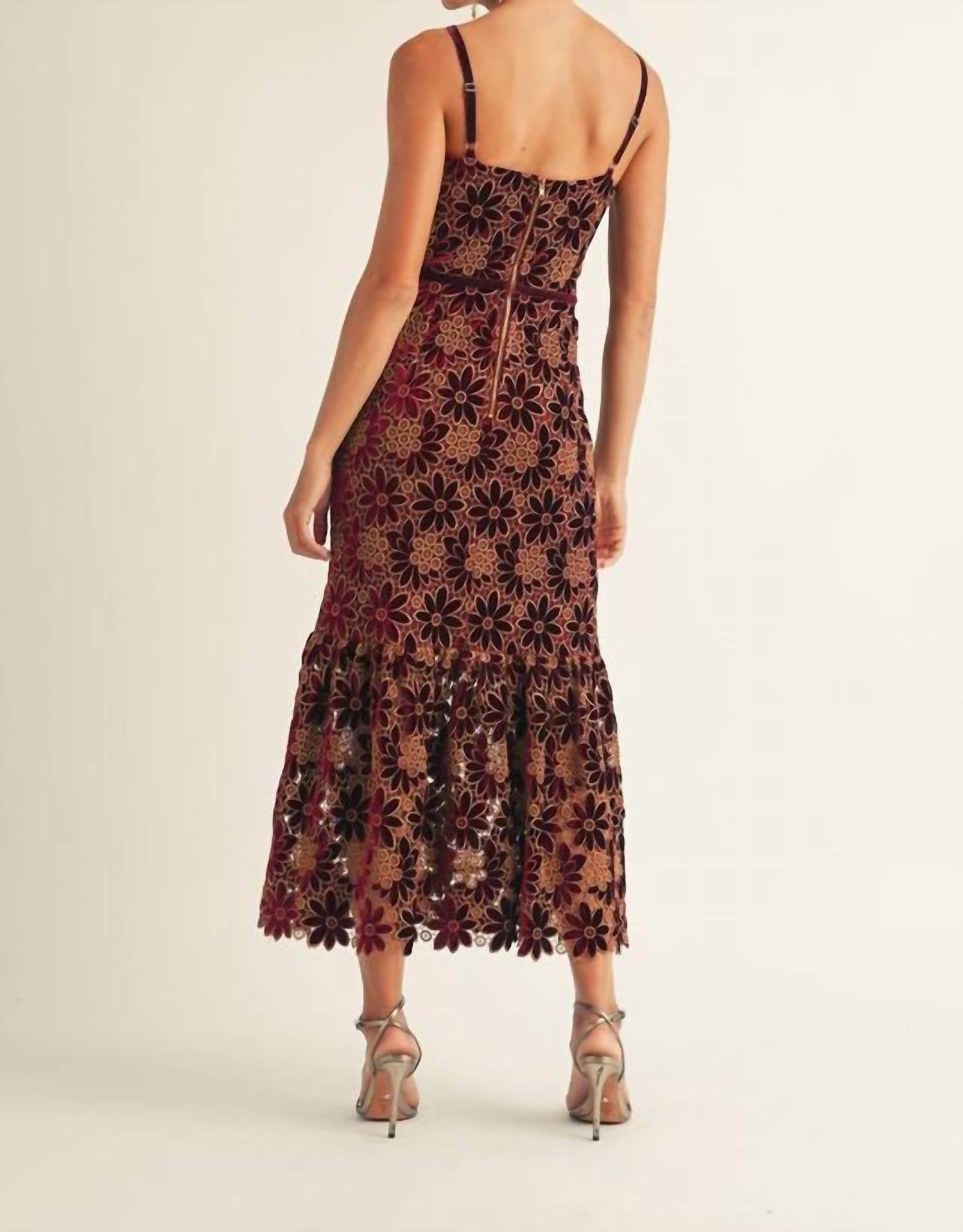 BABE - Vera Velvet Floral Midi Dress - Rack Hunt -