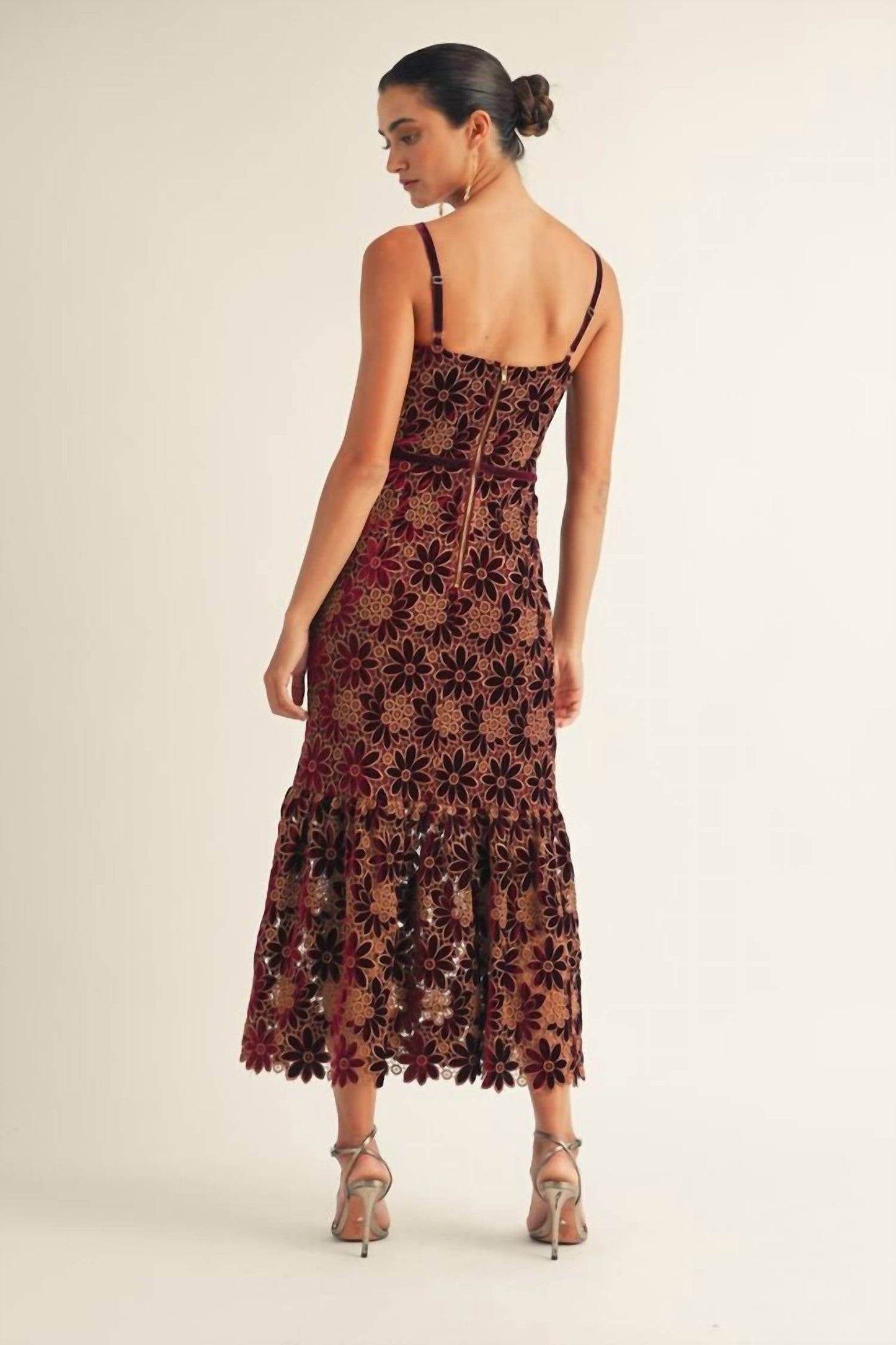 BABE - Vera Velvet Floral Midi Dress - Rack Hunt -