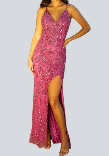 Backless Long Sequin Prom Dress