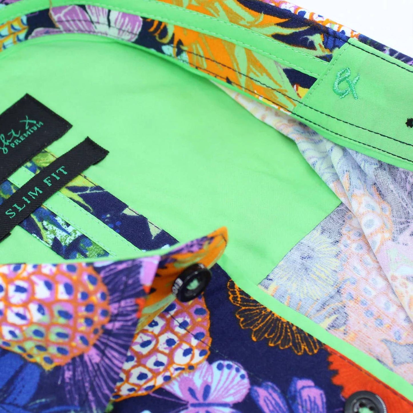Neon Pineapples on a Bed of Flowers Button Down Shirt