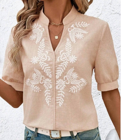 Puffy Sleeve Embroidered Blouse