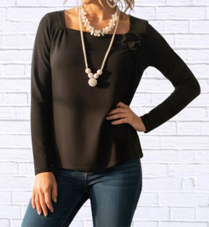 Elizabeth Square Neck Long Sleeve Top