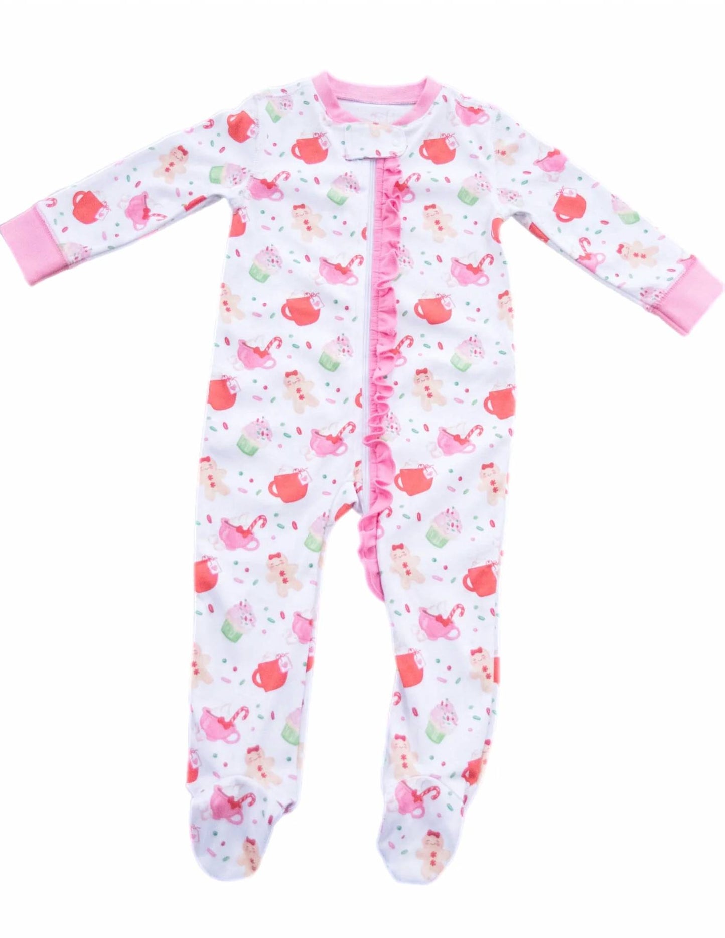 Girls Gingerbread Zip-up Jammies