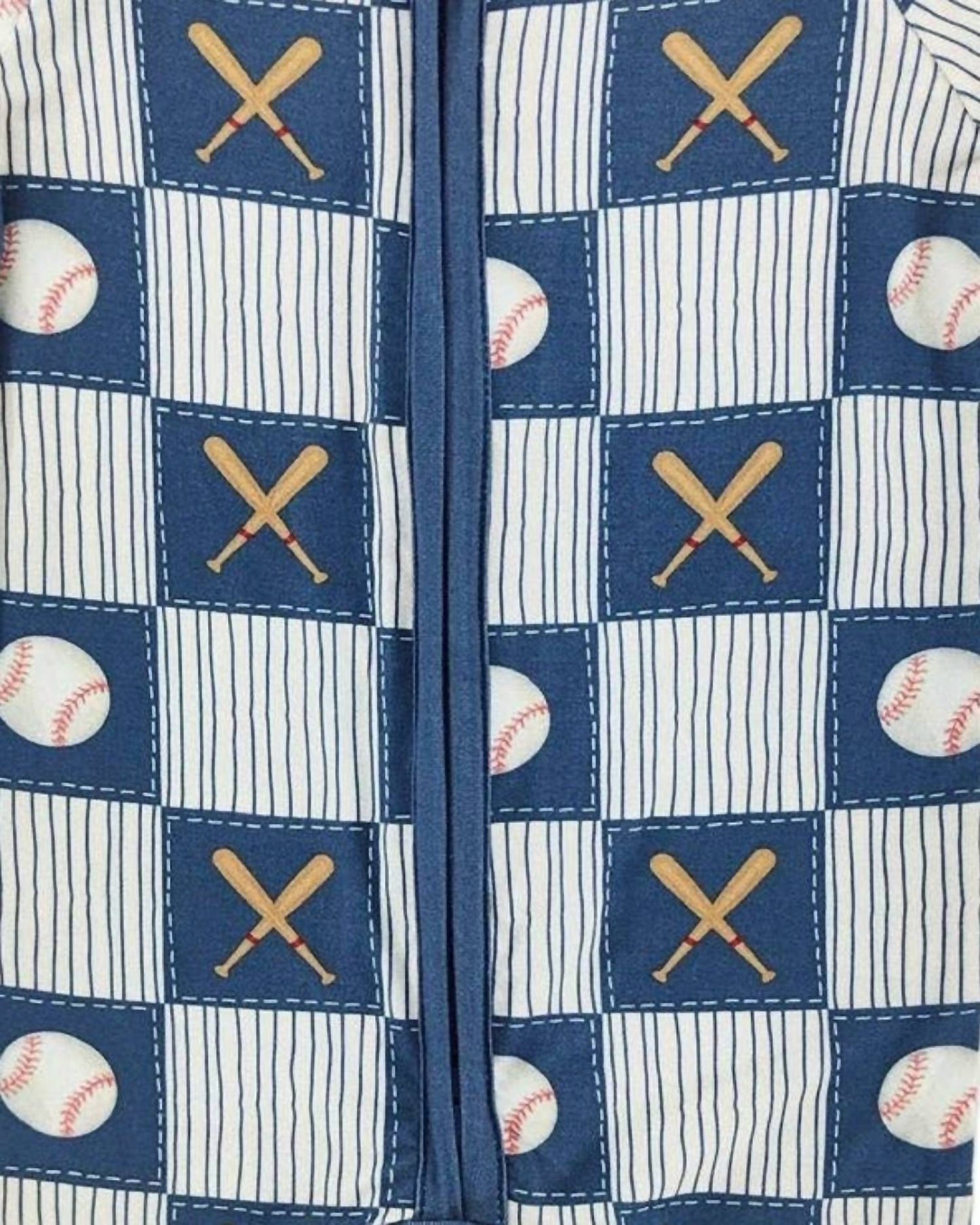 Kid's Baseball Patchwork Bamboo Short Romper