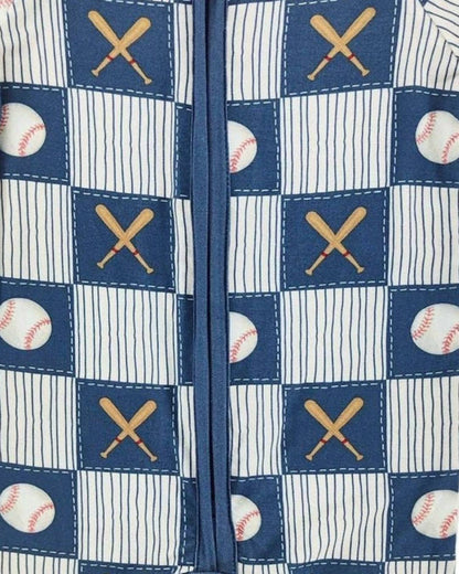 Kid's Baseball Patchwork Bamboo Short Romper
