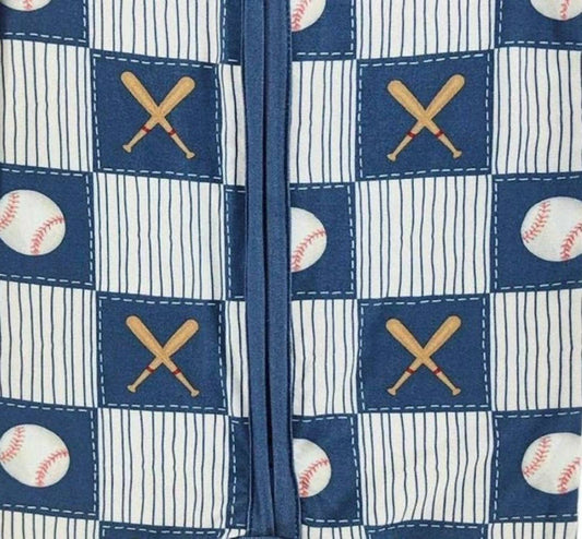 Kid's Baseball Patchwork Bamboo Short Romper