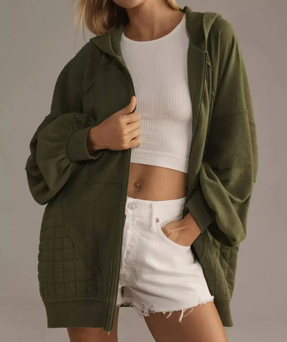 Pilcro - Mixed Print Full Zip Hooded Sweatshirt - Rack Hunt