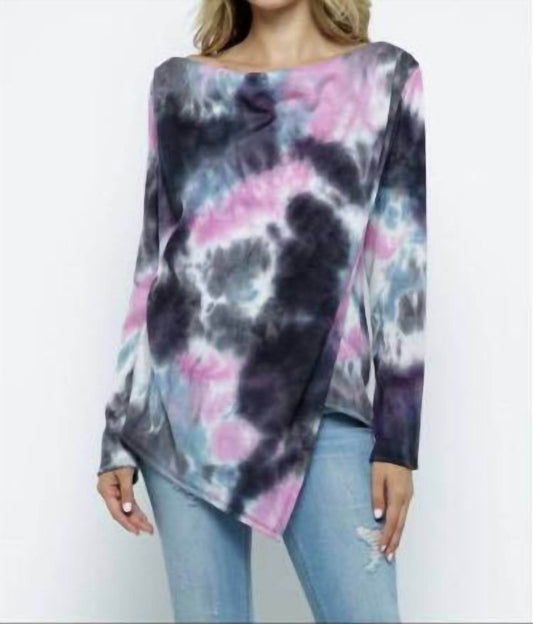 Ellis - Cowl Asymmetric Tie Dye Top - Rack Hunt -