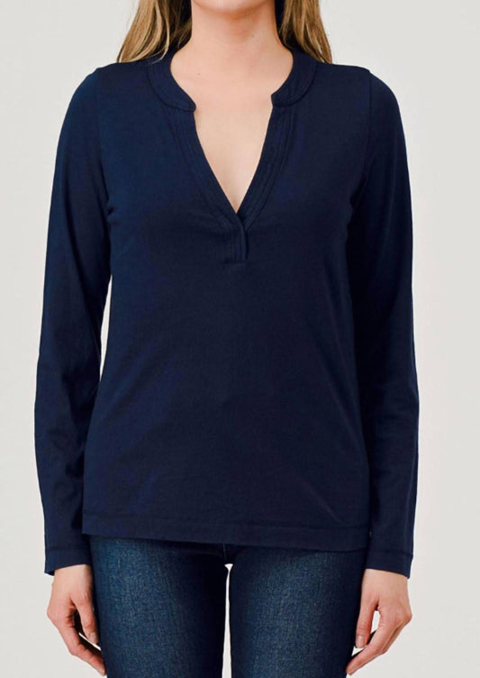 Mandarin Collar Long Sleeve Top