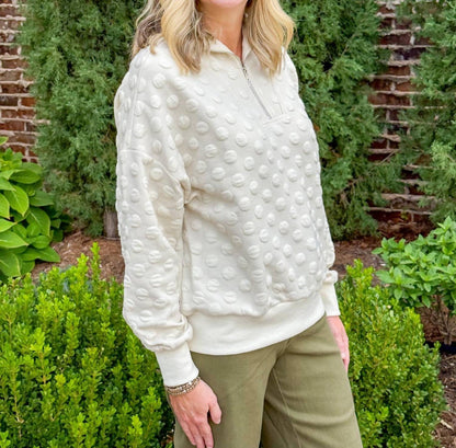 Snowfall Dot Zip Pullover