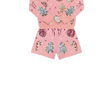 Cookies Sequin Sweatshirt Shorts Set