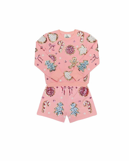 Cookies Sequin Sweatshirt Shorts Set