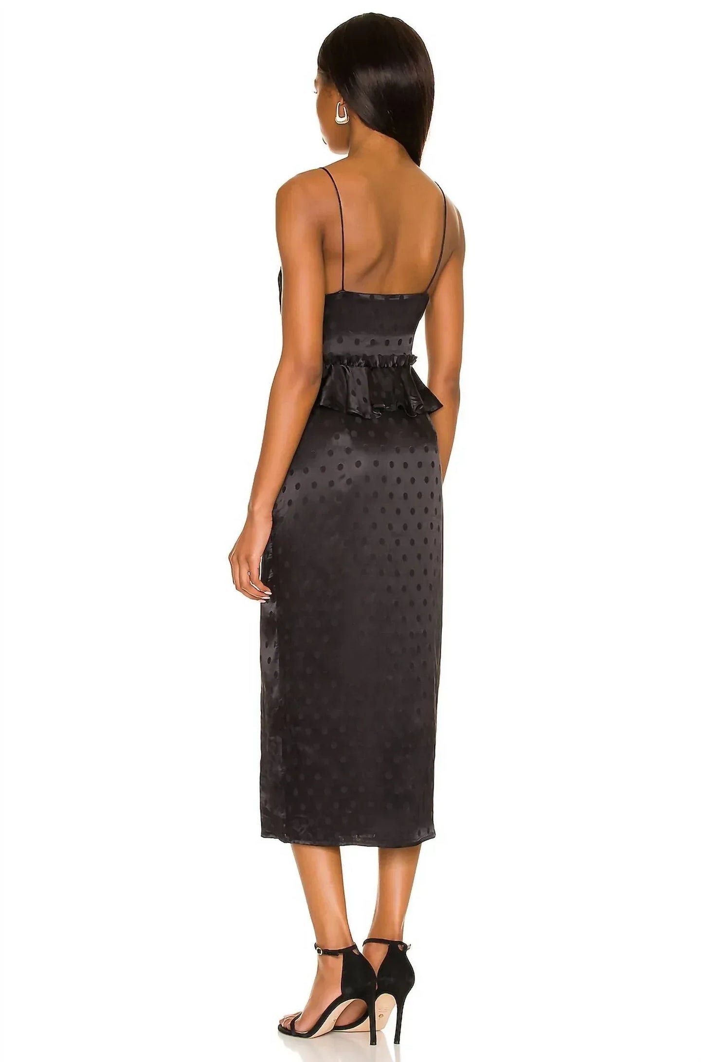 Majorelle - Marzia Pleated Bust Ruffle Trim Satin Dress - Rack Hunt