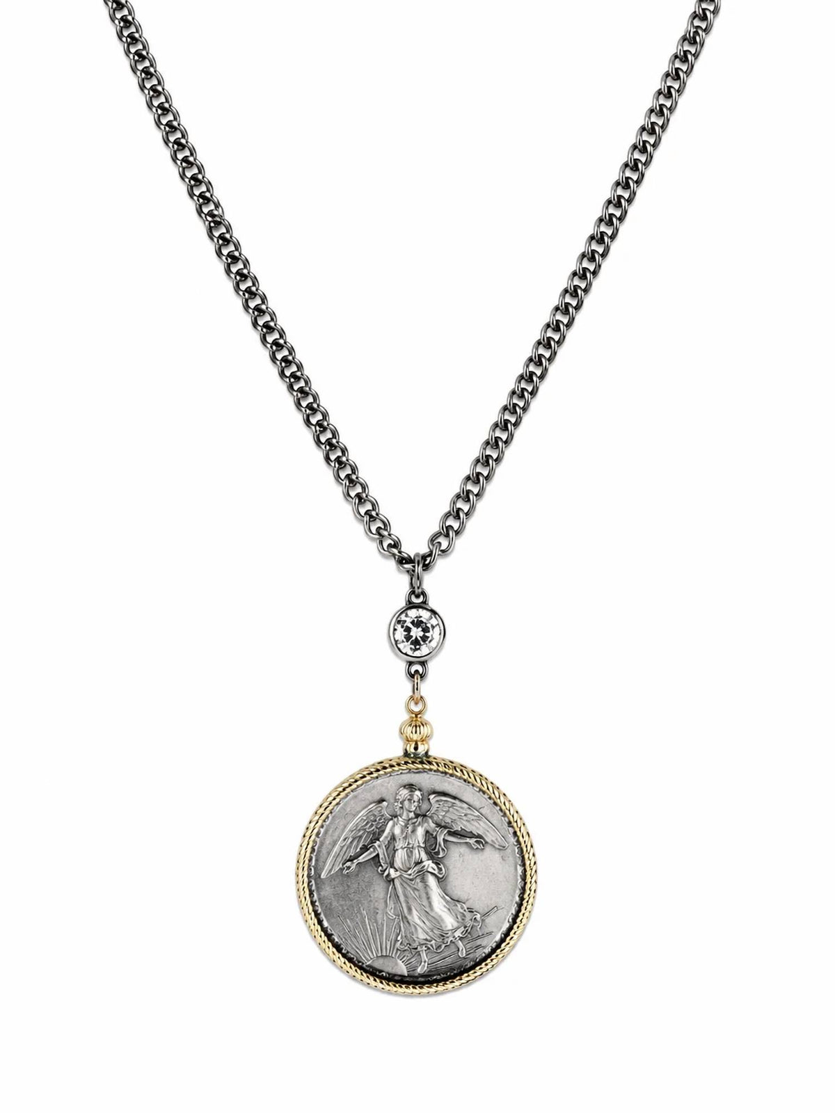 Women's Reversible Winged Victory Medallion Necklace