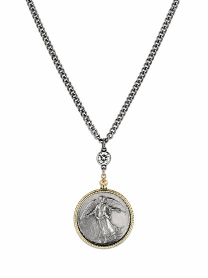 Women's Reversible Winged Victory Medallion Necklace