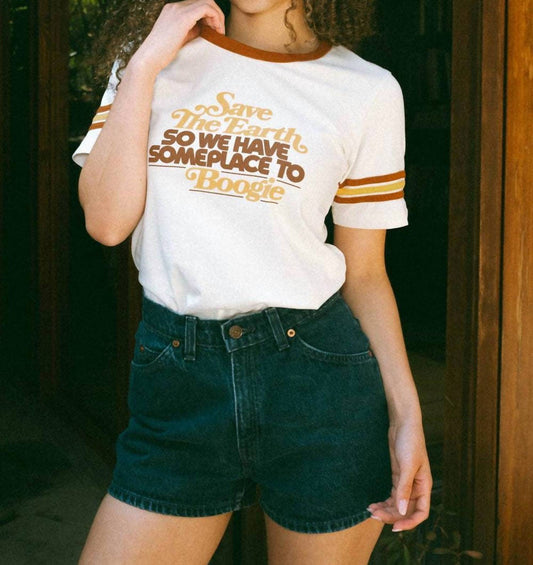 Women's Save The Earth fitted Ringer Tee