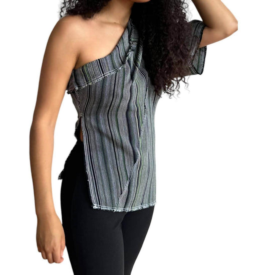 Luna Del Pinal - Tela De Raya Loo Weave Asymmetric Top - Rack Hunt -