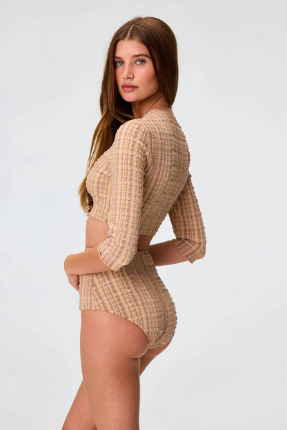 Women's Three-Quarter Sleeves Crewneck Cardigan