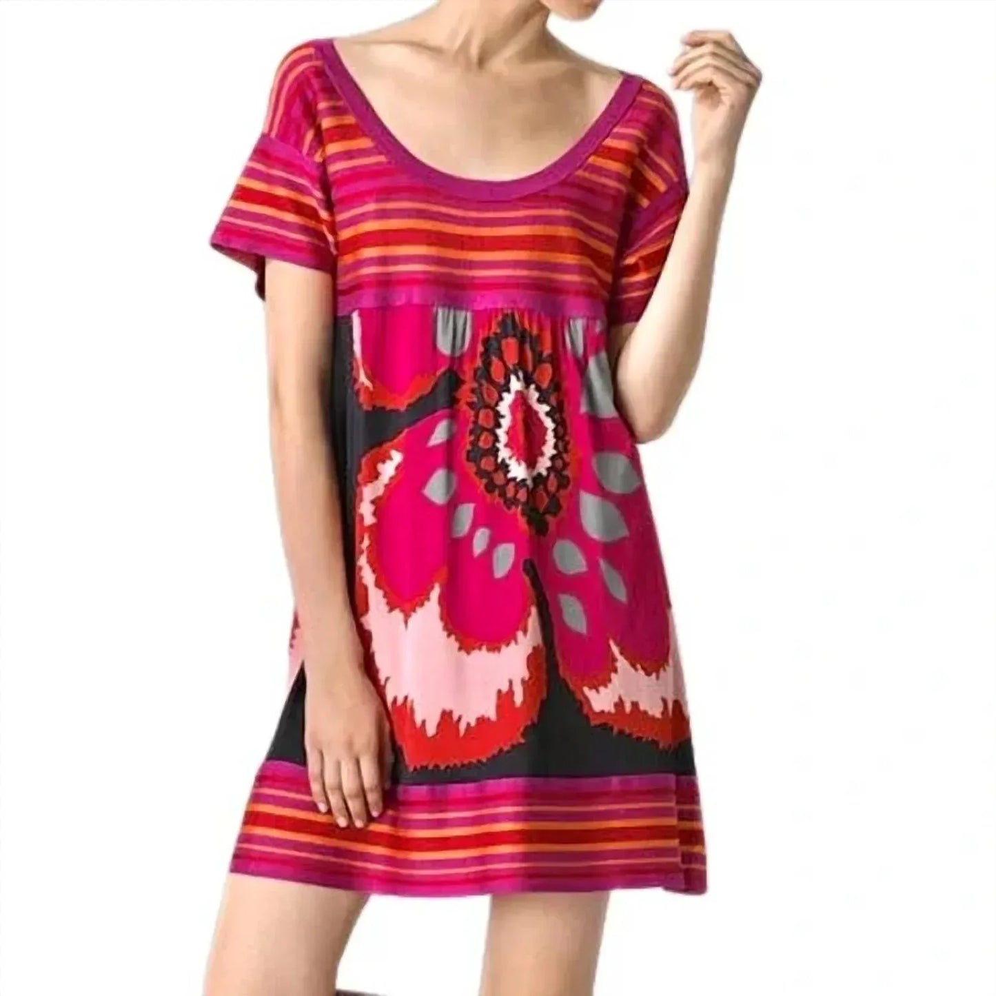 M Missoni - Floral Striped Knit Jersey Mini Dress - Rack Hunt