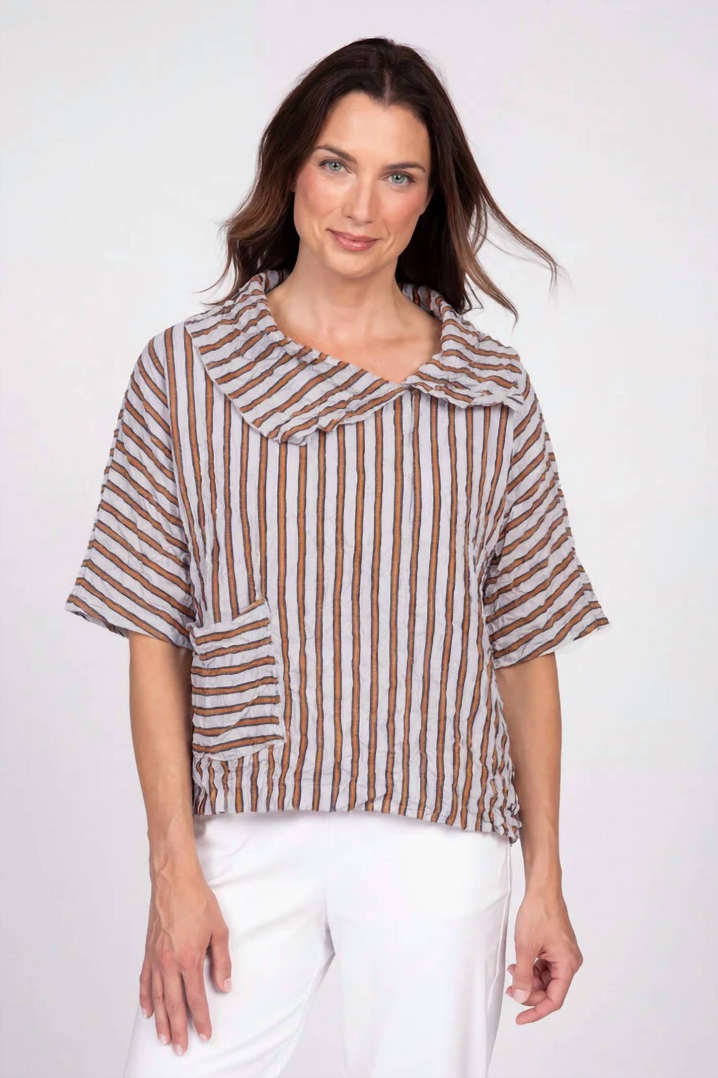 crinkle cowl neck crop top