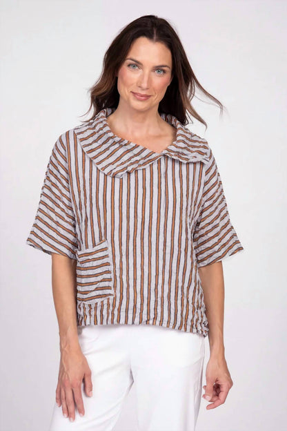 crinkle cowl neck crop top