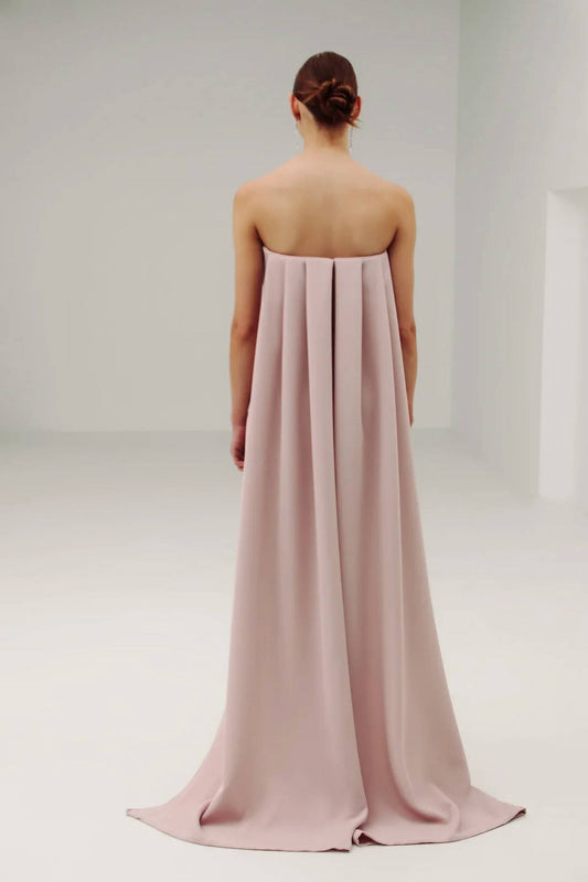 Strapless Side Drape Gown with Back Ties