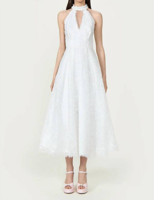 Lavinia Embroidered Organza Halter Neck Midi Dress