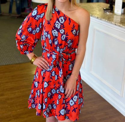 Devina One Shoulder Floral Dress