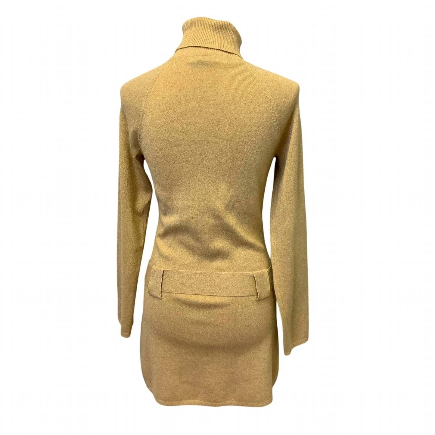 Women's Turtleneck Low Belt Sweater Mini Dress
