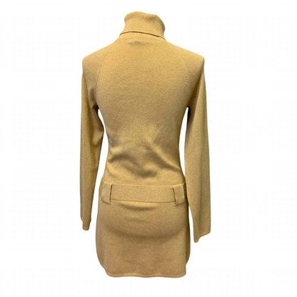 Women's Turtleneck Low Belt Sweater Mini Dress