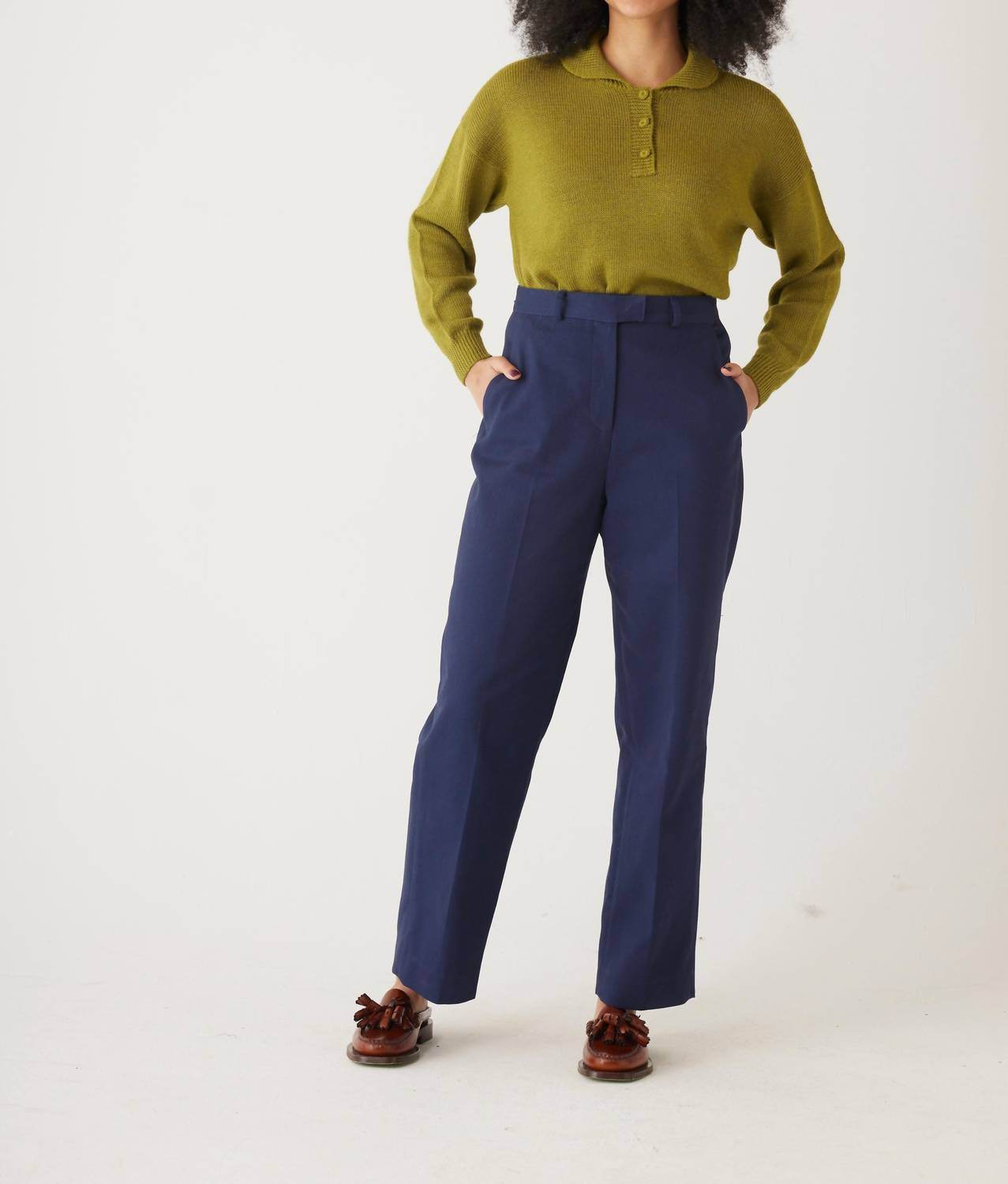 Rose Velvet - Piper Cotton Twill Full Length Pants - Rack Hunt -