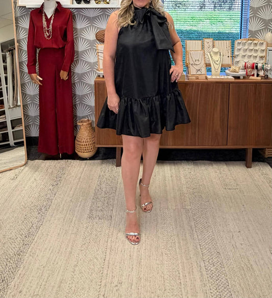 Sleeveless Tie Front Neck Mini Dress