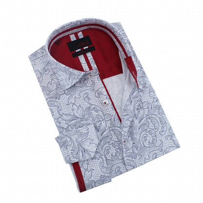 Damask Print Button Down Shirt