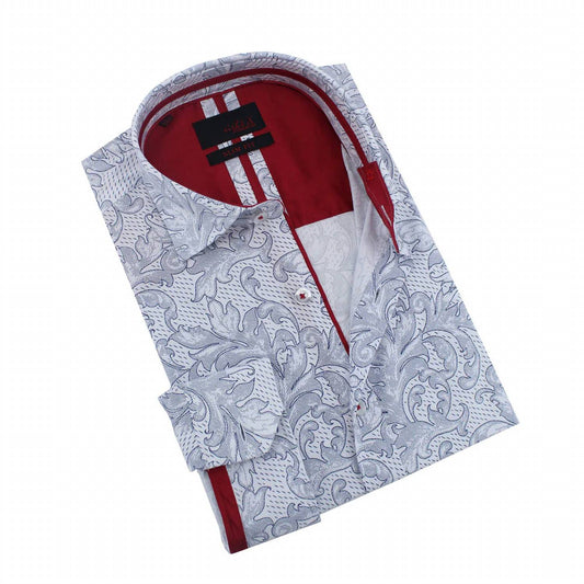 Damask Print Button Down Shirt