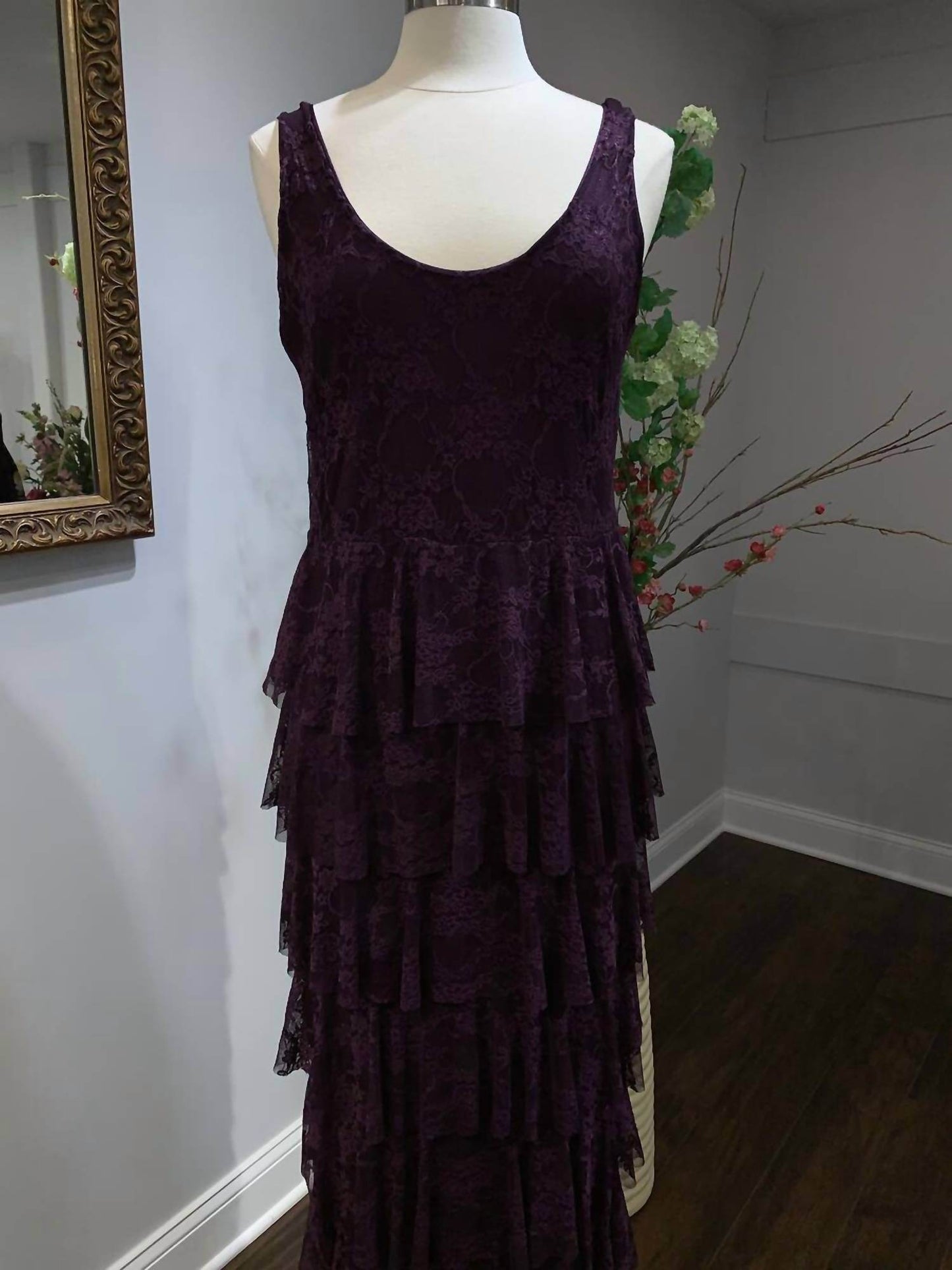 Sara Mique - Stretch Lace Long Layered Dress With Bolero - Rack Hunt