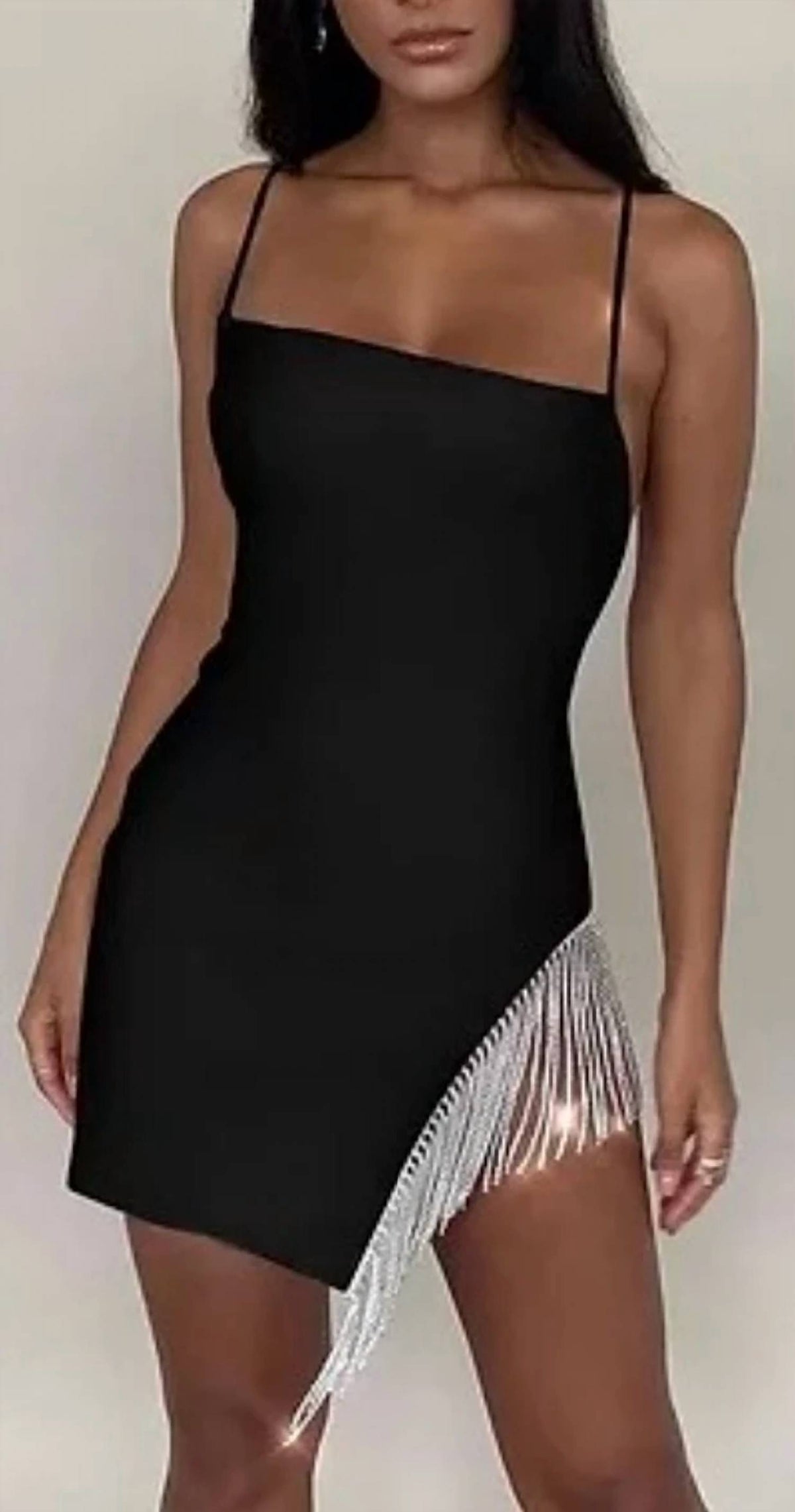 Tassle Side Spaghetti Strap Mini Dress