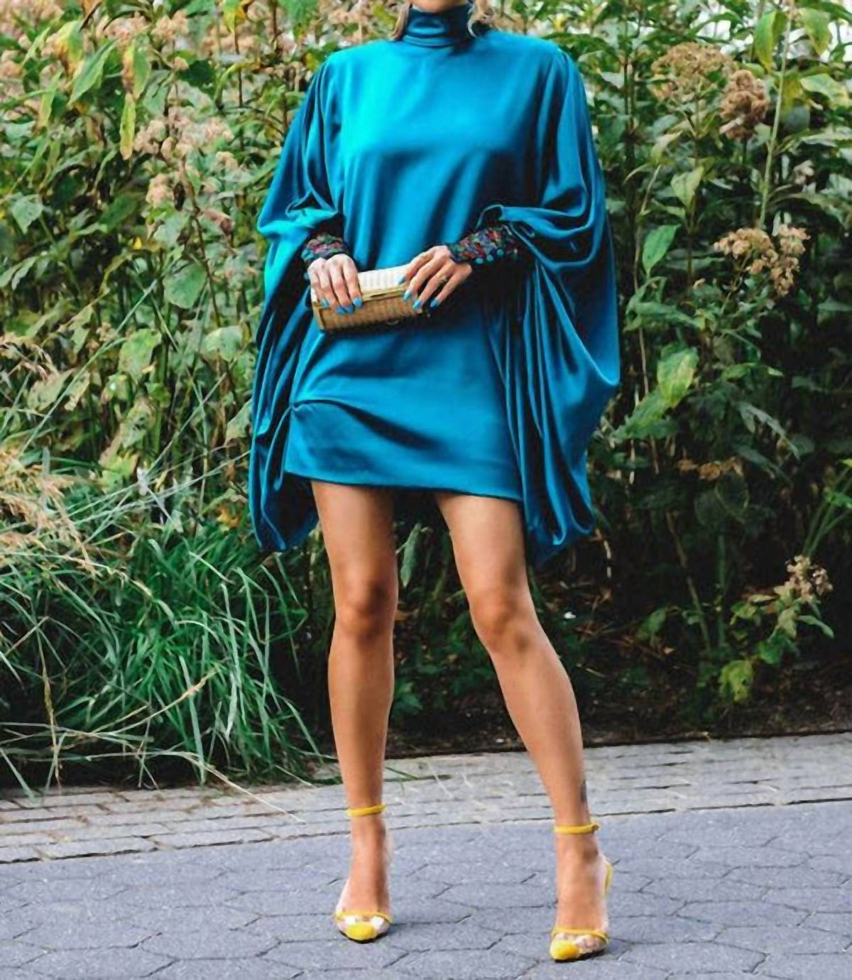 Loose Batwing Button Mini Night Out Dress
