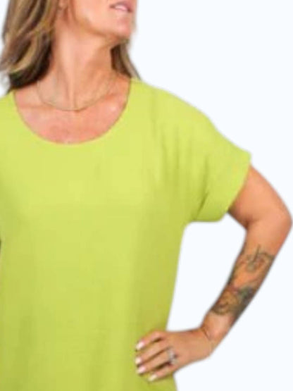 Cuffed Sleeves Short Sleeve Top