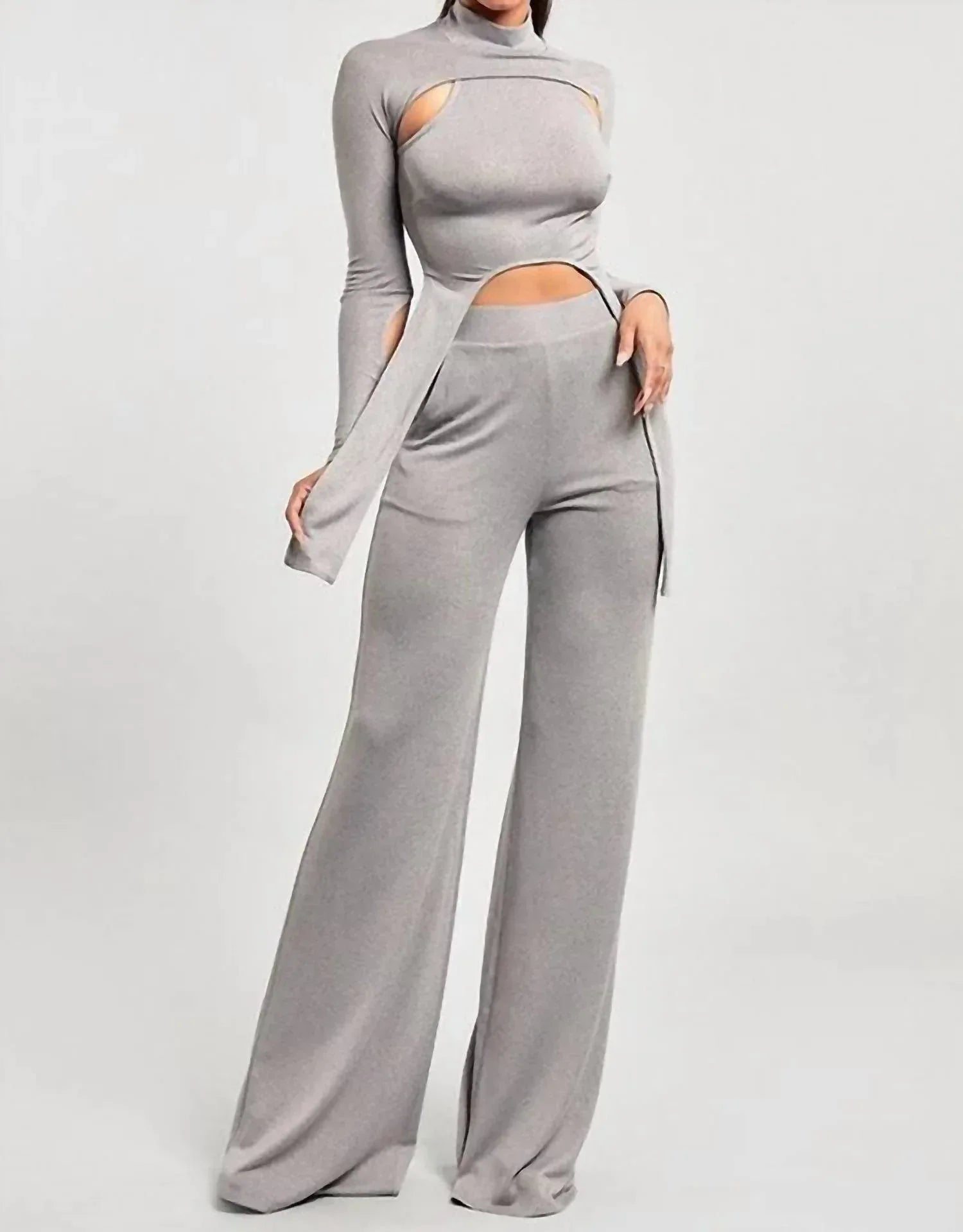 CELEBRITY PINK - Mock Neck Cropped Top Two Piece Pants Set - Rack Hunt