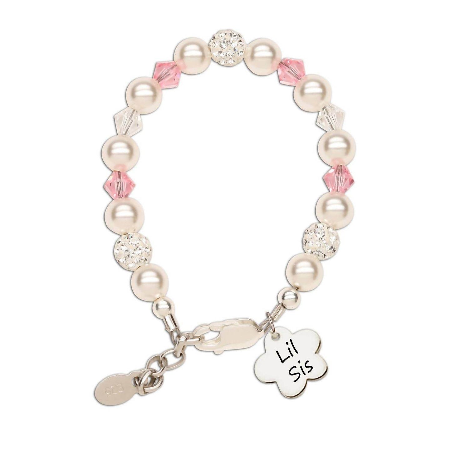Cherished Moments - Sterling Silver Lil Sis Bracelet With Flower Charm - Rack Hunt -