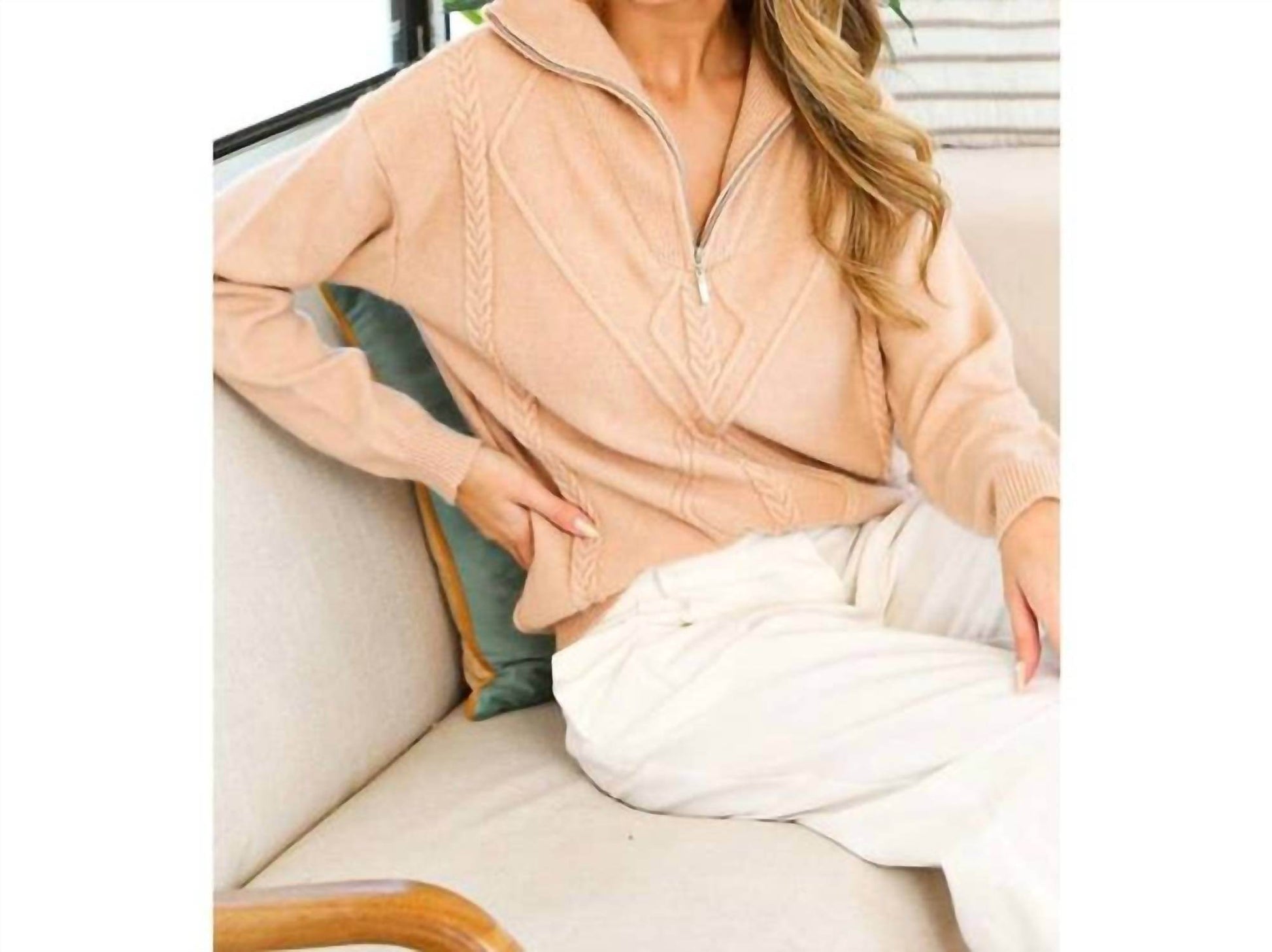 BABE - Textured Half Zip Sweater - Rack Hunt -