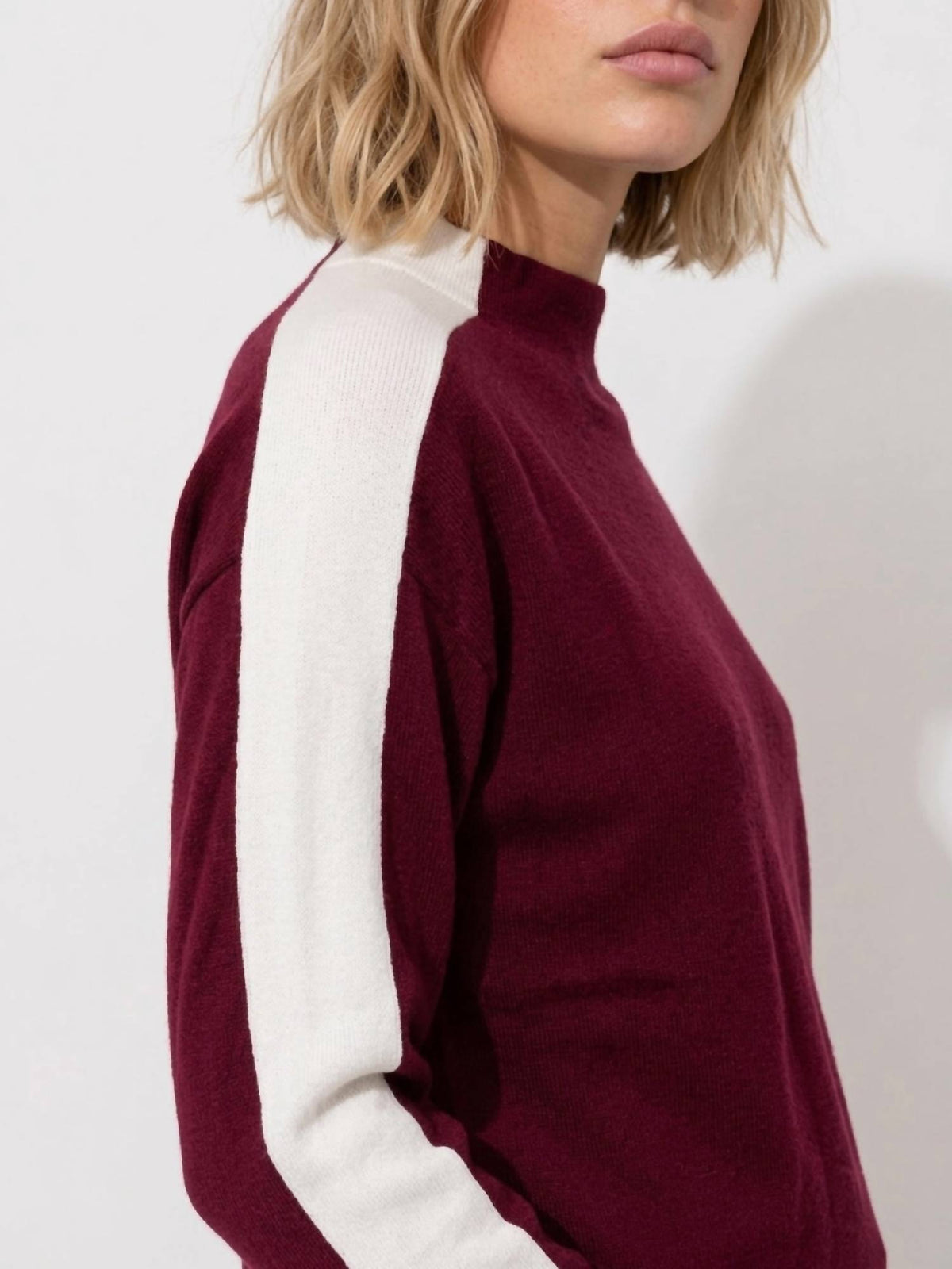 Colorblock Mock Neck Sweater