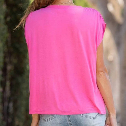 Super Soft Casual Ruched Shoulder Tee