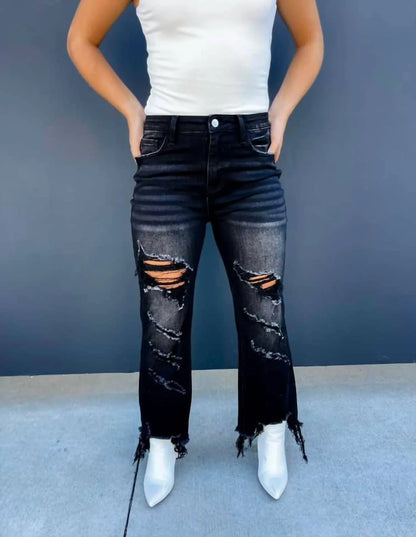 Blakely - Urban Distressed Crop Jeans - side view - Rack Hunt