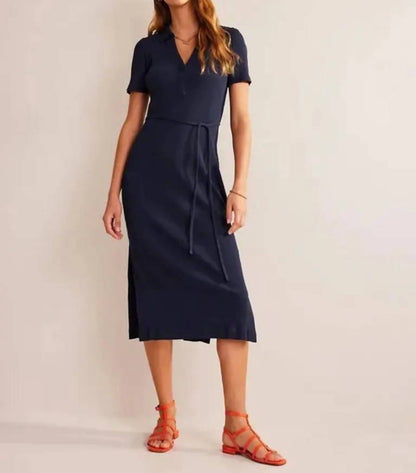 Ribbed-jersey Midi Shirt Dress