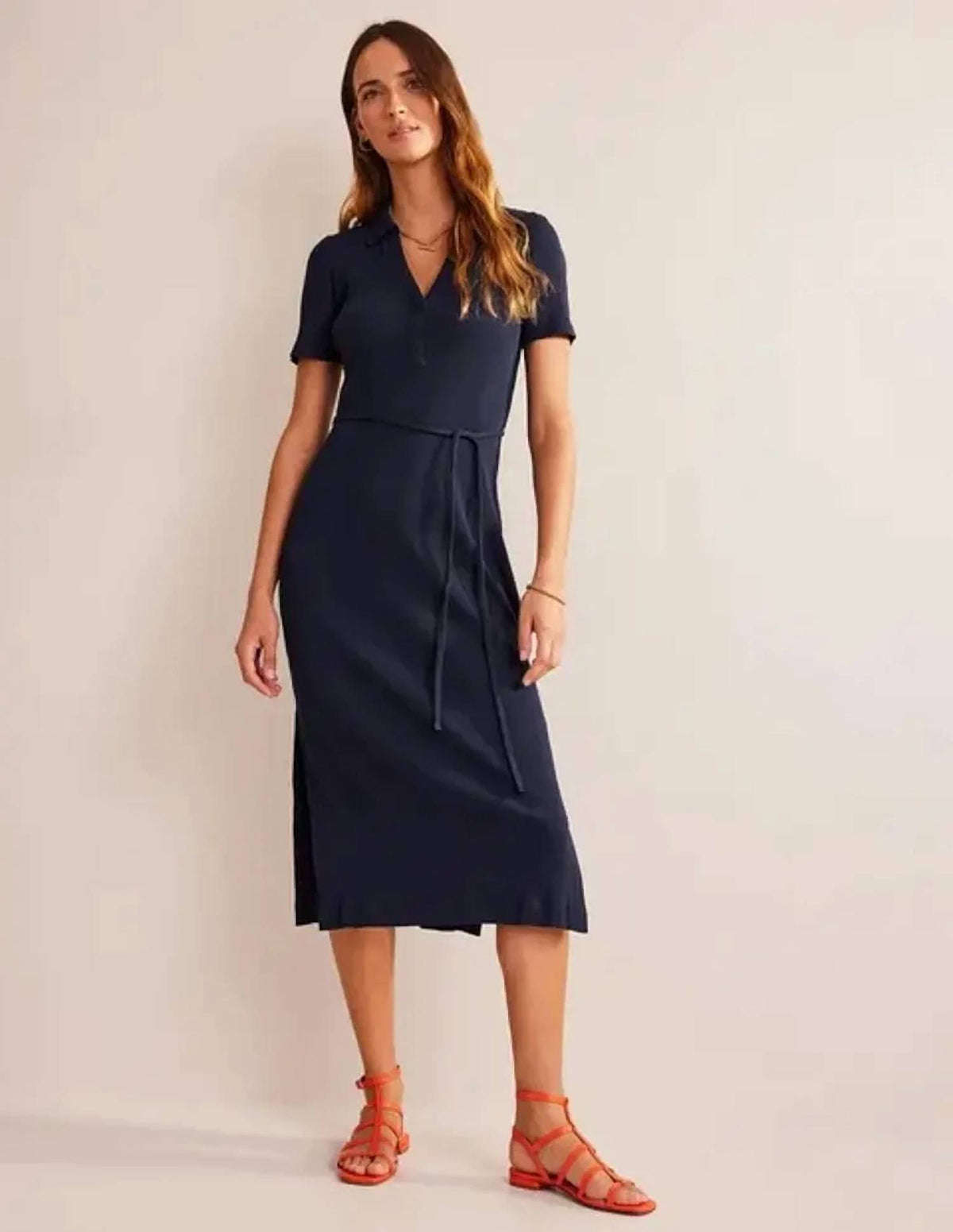 Ribbed-jersey Midi Shirt Dress